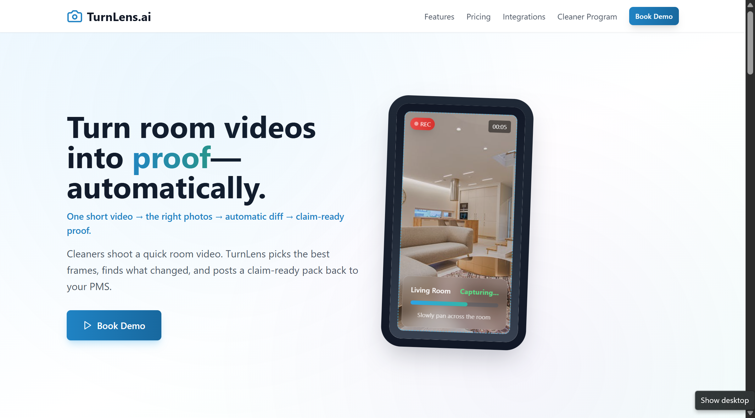 TurnLens homepage screenshot